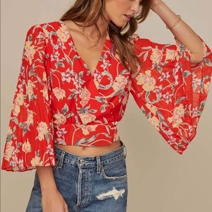 ASTR | the label - Pleated Sleeve Wrap Top